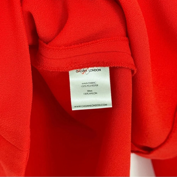 Galvan London NWT Misti Long Sleeve Crepe Pom Pom Blouse 4 Red Cobalt - Picture 8 of 9